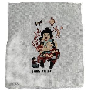 VTG Southwestern Story Teller Needlepoint Native American Sun ETR 065 Painted